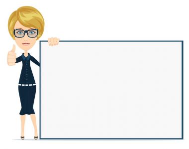 Tasarlamak için işaret eden bir kadın. Vektör, illüstrasyon, düz