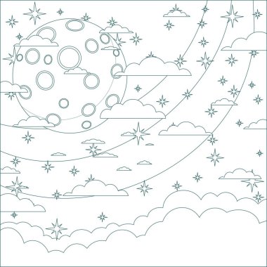 Ay ışığı gece. Hisse senedi düz vektör çizim