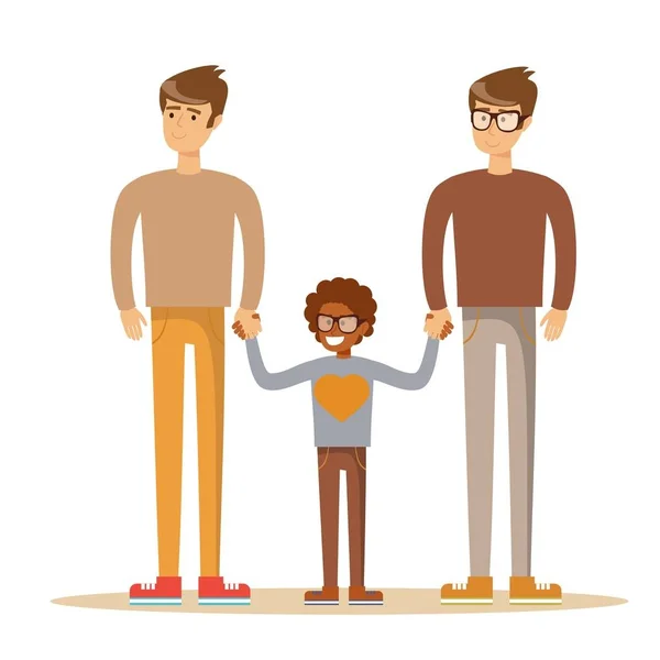 Lycklig blandad ras gay familj . — Stock vektor