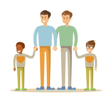 Çocuklu mutlu eşcinsel çift.