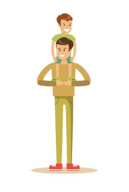 Beyaz arka plan üzerinde oğluyla yakışıklı adam