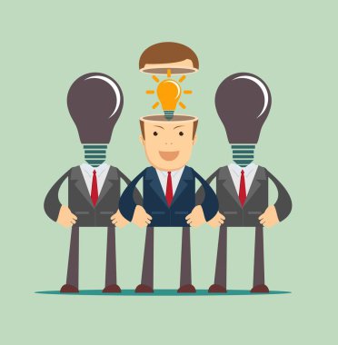 İş adamları ampul kafa ile kalabalık ile liderlik kavramı