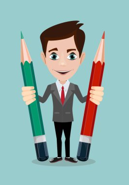 Yakışıklı işadamı kalem ile .