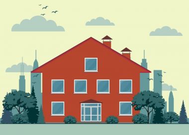 Kır evi. Ön ev ve Bahçe.