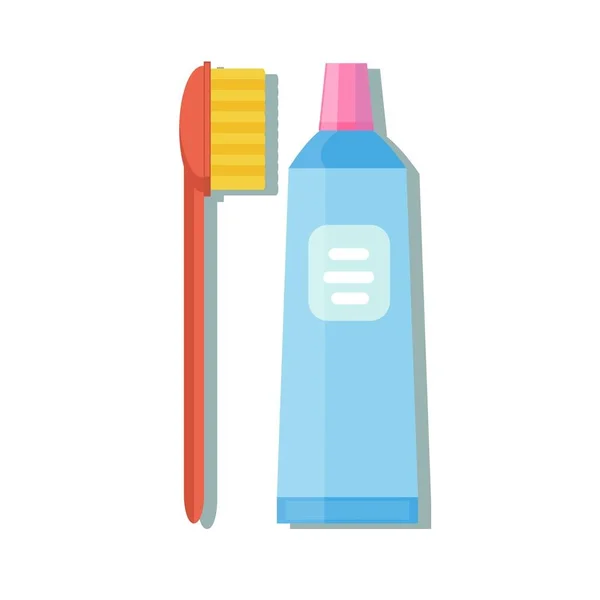 Tubo de pasta de dientes y cepillo de dientes — Vector de stock