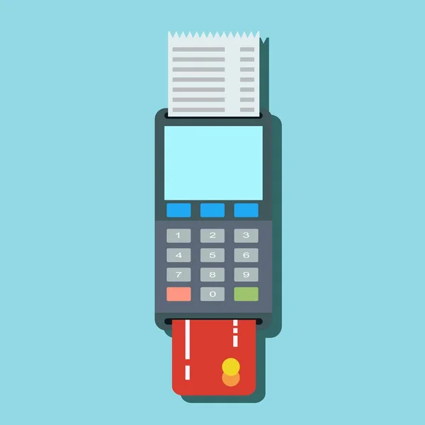 Terminal de Pos en estilo plano. Pos pago . — Vector de stock