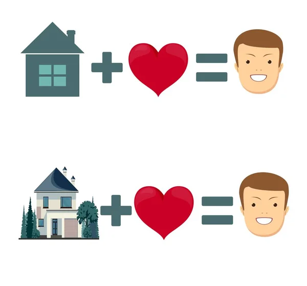 Amor y hogar es felicidad — Vector de stock