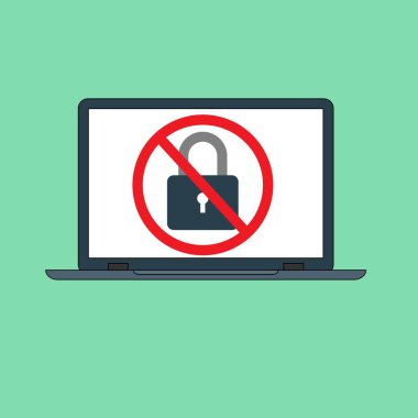 Şifre kilidi düz tarzı. Bilgisayar güvenlik sembolü.