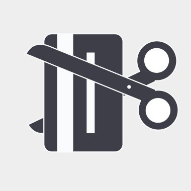 Kredi kartı ince çizgi vektör simgesi kesme süresi.