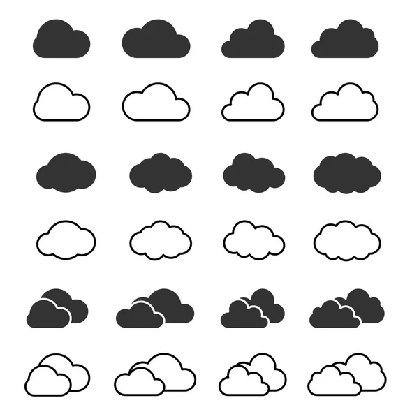 Cloud icon and shapes set. Clouds silhouette isolated vector. — Stock Vector