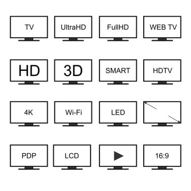 TV simgeler kümesi vektör.