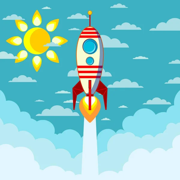 Un cohete vuela en el cielo — Vector de stock