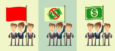 Bayrak insanlarla. ayarlayın. Hisse senedi düz vektör çizim