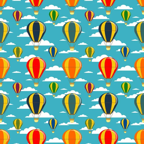 Different colorful air balloons seamless pattern — Stock Vector