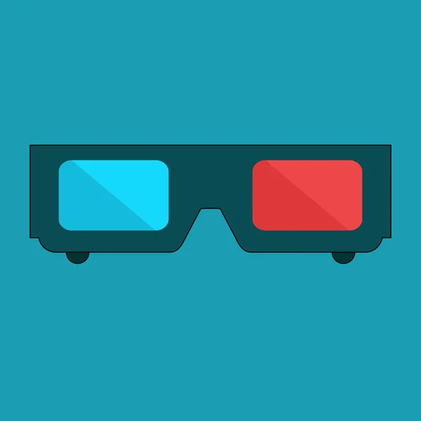 Icono plano gafas de cine 3D . — Vector de stock