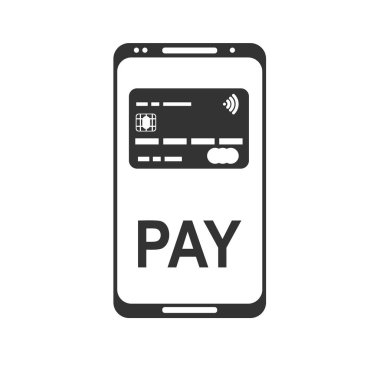Cep telefonu ödemesi. NFC akıllı telefon kavramı düz simgesi
