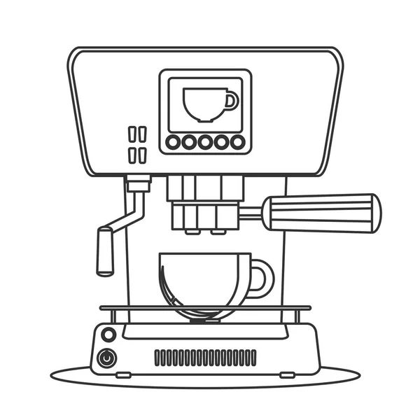 Kontur-Ikone Kaffeemaschine mit Becher — Stockvektor