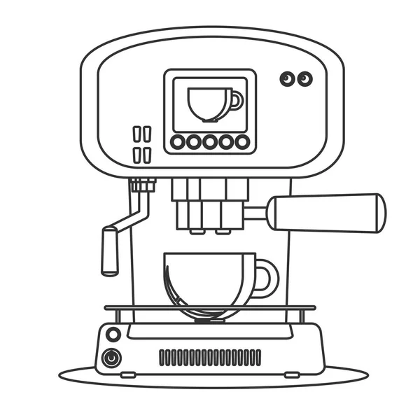 Kontur-Ikone Kaffeemaschine mit Becher — Stockvektor