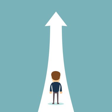 İş büyüme vektör kavramı üzerinde yüksek bir konumda yolunu işadamı ile.