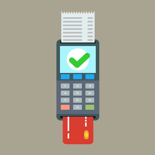 POS terminal en ontvangst vector icon. Credit card processing — Stockvector