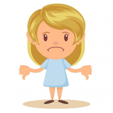 Güzel genç sarışın kız üzgün yapma başparmak aşağı iki eliyle işaret