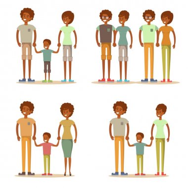 Mutlu bir aile. Baba, anne ve oğul birlikte.