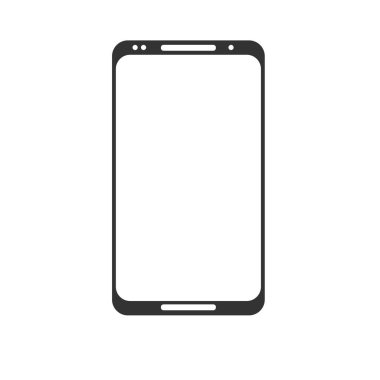 Beyaz arkaplanda boş ekranlı akıllı telefon.