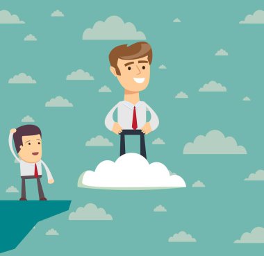 bulut uçurum yukarıda üzerinde başarılı bir iş adamı. İş görme kavramı.