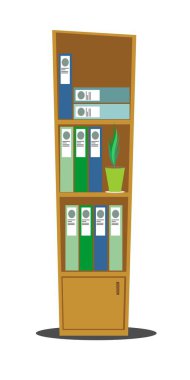 Birçok klasör ve belgeler ile muhasebe dosyaları ile Modern ofis ahşap dolap.