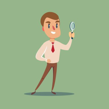 Müdür karakter büyüteçten bakıyor..