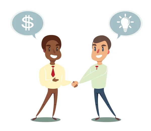 Two businessmen shaking hands to seal an agreement. — Stock Vector