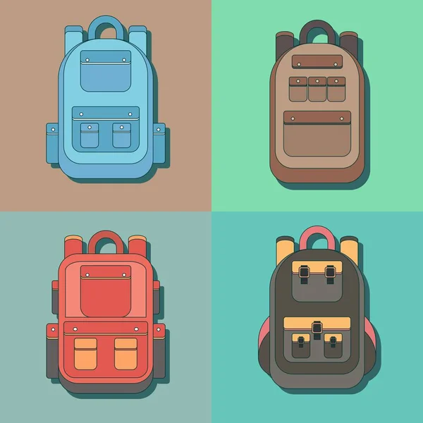 Conjunto de diferentes mochilas — Vector de stock