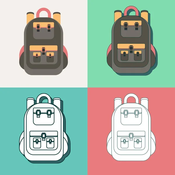 Conjunto de diferentes mochilas —  Vetores de Stock