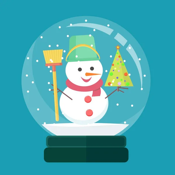 Snow globe with christmas decoration inside. vector illustration. — Stock Vector