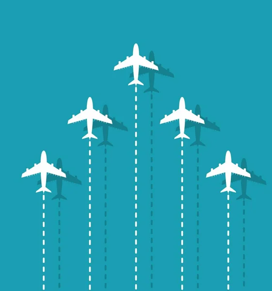 Führungskonzept mit weißen Flugzeugen am Himmel. — Stockvektor