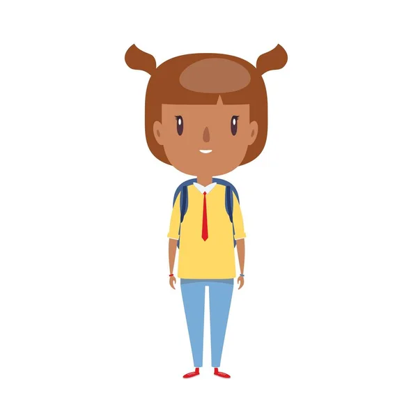 Criança sorridente. Estudante de escola primária alegre, aluno de jardim de infância personagem de desenho animado . — Vetor de Stock