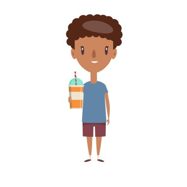 Gülümseyen okul çocuğu. Neşeli ilkokul öğrencisi, anaokulu öğrencisi çizgi film karakteri..