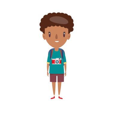 Gülümseyen okul çocuğu. Neşeli ilkokul öğrencisi, anaokulu öğrencisi çizgi film karakteri..