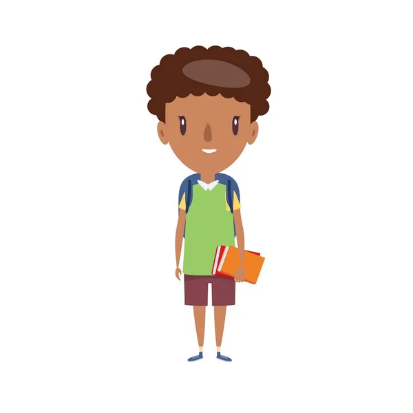 Un ragazzino sorridente. Allegro studente della scuola elementare, scuola materna personaggio dei cartoni animati . — Vettoriale Stock