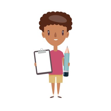 Gülümseyen okul çocuğu. Neşeli ilkokul öğrencisi, anaokulu öğrencisi çizgi film karakteri..