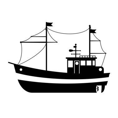 Deniz kenarı gemisinin silueti.