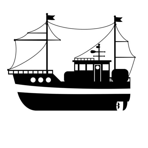海の舟のシルエット — ストックベクタ