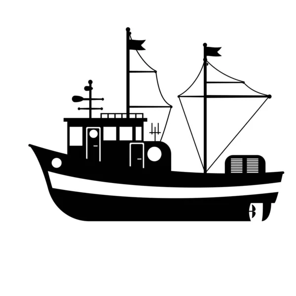 Silhouette of the sea towboat ship — 스톡 벡터