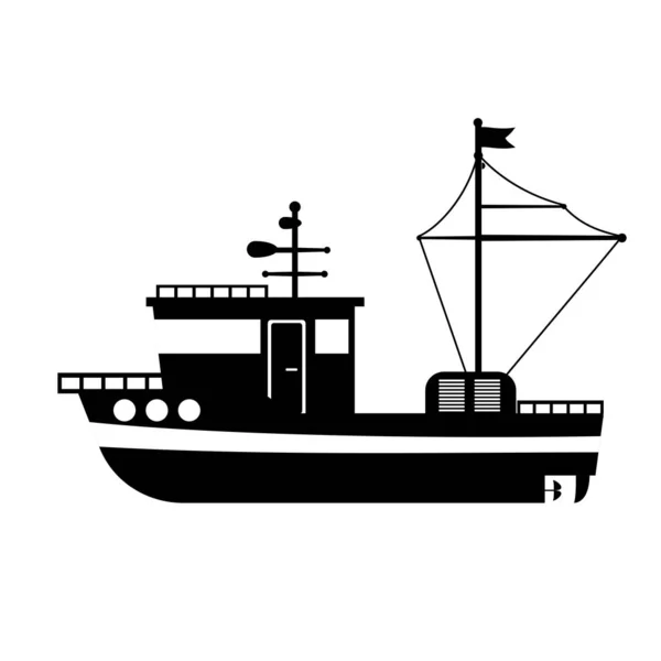 Силует корабля морського буксирування — стоковий вектор