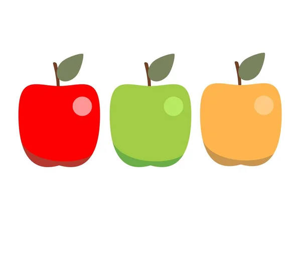 Набір червоних, жовтих і зелених яблук ізольовані на білому тлі . — стоковий вектор
