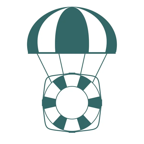 Boa di salvataggio con paracadute isolato su sfondo bianco . — Vettoriale Stock
