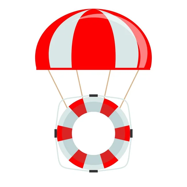 Levensboei met parachute geïsoleerd op witte achtergrond. — Stockvector