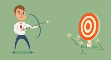 Ok çekim blindfolded işadamı.