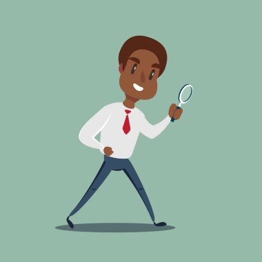 Müdür karakter büyüteçten bakıyor..