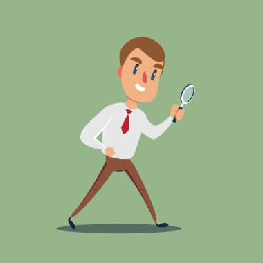 Müdür karakter büyüteçten bakıyor..